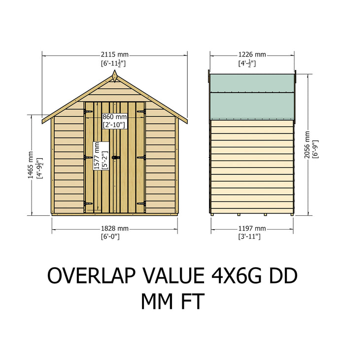 4' x 6' Garden Value - Overlap Double Door Shed