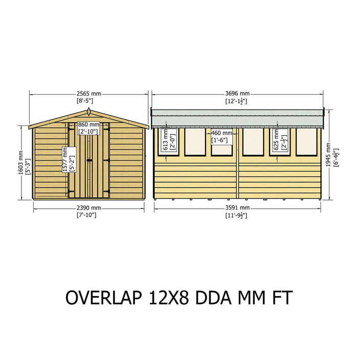 12' x 8' Garden Value - Overlap Double Door Shed