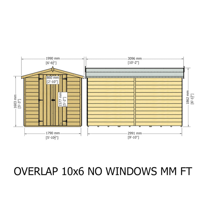10' x 6' Garden Value - Overlap Double Door Shed