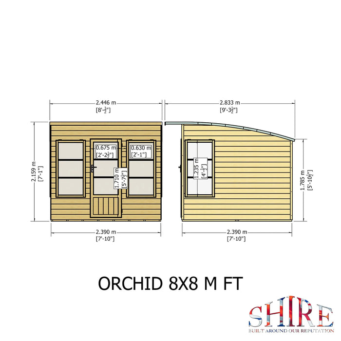 Orchid Summerhouse Shiplap Right Hand Door - 8'x8' - Chestnut Mill