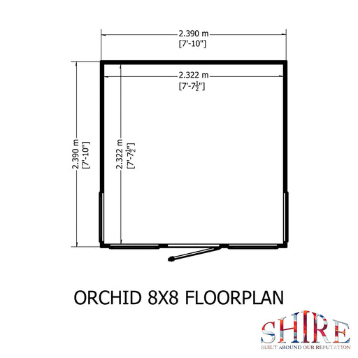 Orchid Summerhouse Shiplap Right Hand Door - 8'x8' - Chestnut Mill