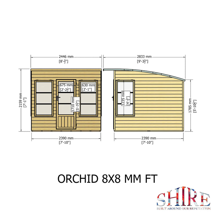 Orchid Summerhouse Shiplap Right Hand Door - 8'x8' - Chestnut Mill