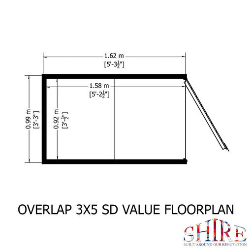 Overlap 3'x5' Single Door Value Garden Shed - Chestnut Mill