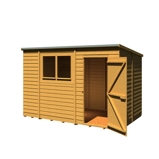 Overlap Single Door Pent 10'x6' Garden Shed - Chestnut Mill