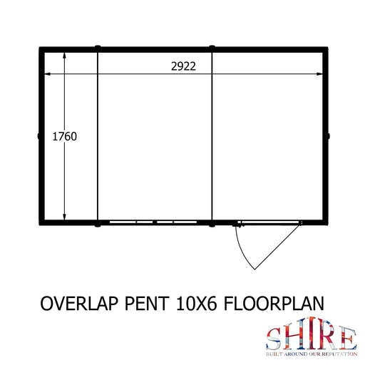 Overlap Single Door Pent 10'x6' Garden Shed - Chestnut Mill