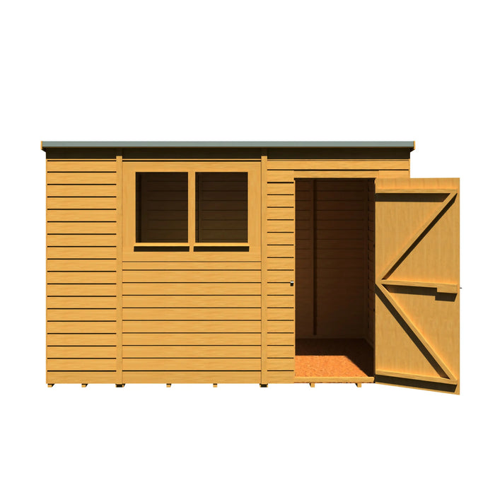 Overlap Single Door Pent 10'x6' Garden Shed - Chestnut Mill