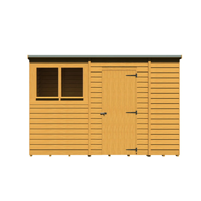 Overlap Single Door Pent 10'x6' Garden Shed - Chestnut Mill