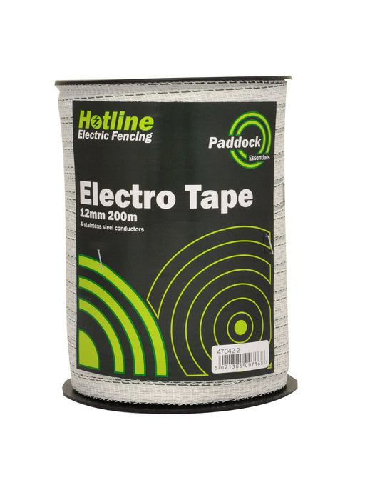 Paddock Essentials white 12mm tape 200m - Chestnut Mill