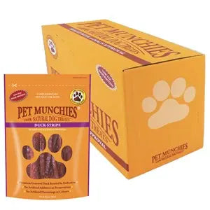 Pet Munchies 100% Natural Premium Duck Strips Dog Treats Super Value Mega- Pack 8 x 90g - Chestnut Mill