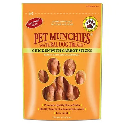 Pet Munchies Chicken with Carrot Sticks Dog Treats 8 x 80g - Chestnut Mill