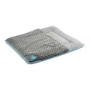 Ancol Small Bite Snuggle Pad Bed with Blanket for Small Dogs/Puppies - Grey with Blue Trim - Chestnut Mill