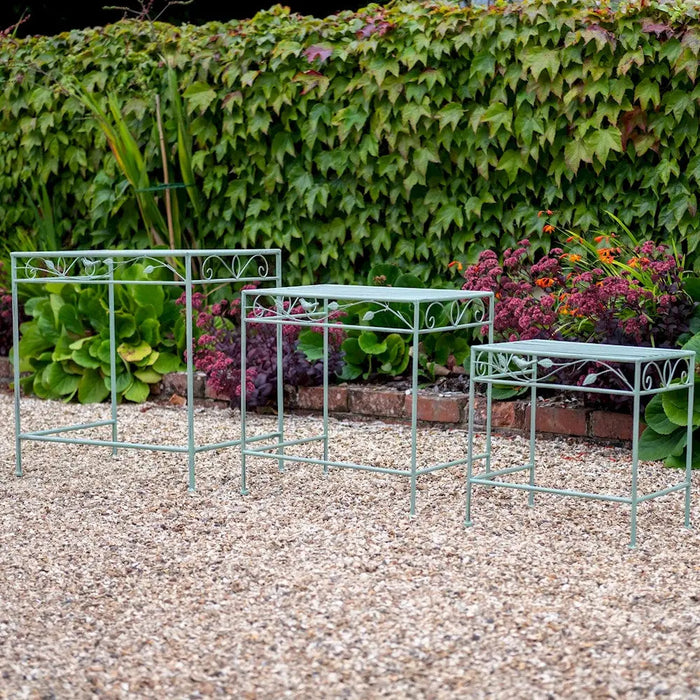 RECTANGULAR GARDEN TABLES - SET OF 3 - GREEN Ascalon