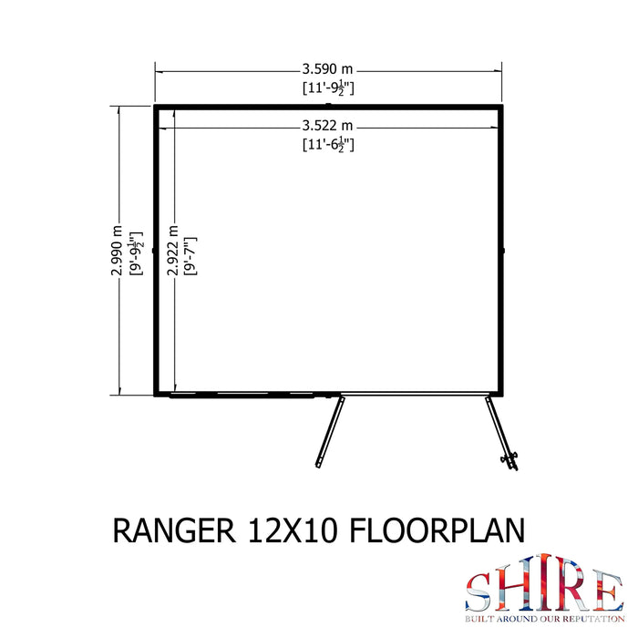 Ranger 12'x10' Double Door Shiplap Shed - Chestnut Mill