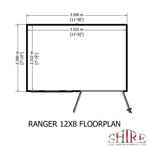 Ranger 12'x8' Double Door Shiplap Shed - Chestnut Mill