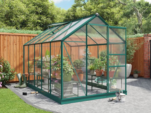 Rosette Hobby Aluminium Polycarbonate Greenhouse - 6' x 10' - Chestnut Mill