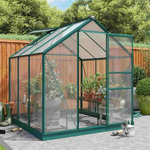 Rosette Hobby Aluminium Polycarbonate Greenhouse - 6' x 6' - Chestnut Mill