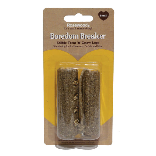 Rosewood Boredom Breaker Treat n Gnaw Log Small 2 pack x 6 - Chestnut Mill