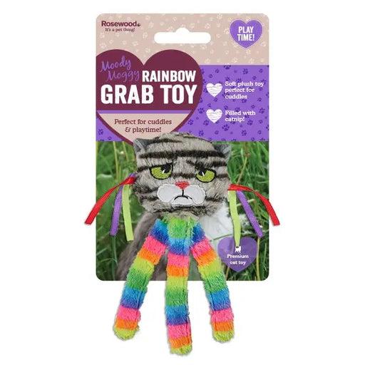 Rosewood Moody Moggy Rainbow Grab Toy x4 - Chestnut Mill