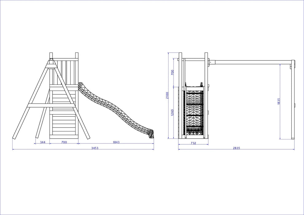 Rumble Ridge Rock Wall Climbing Frame with Double Swing and Slide - Chestnut Mill