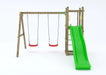 Rumble Ridge Rock Wall Climbing Frame with Double Swing and Slide - Chestnut Mill