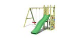 Rumble Ridge Rock Wall Climbing Frame with Double Swing and Slide - Chestnut Mill