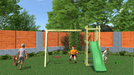 Rumble Ridge Rock Wall Climbing Frame with Double Swing and Slide - Chestnut Mill