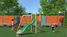 Rumble Ridge Rock Wall Climbing Frame with Double Swing and Slide - Chestnut Mill