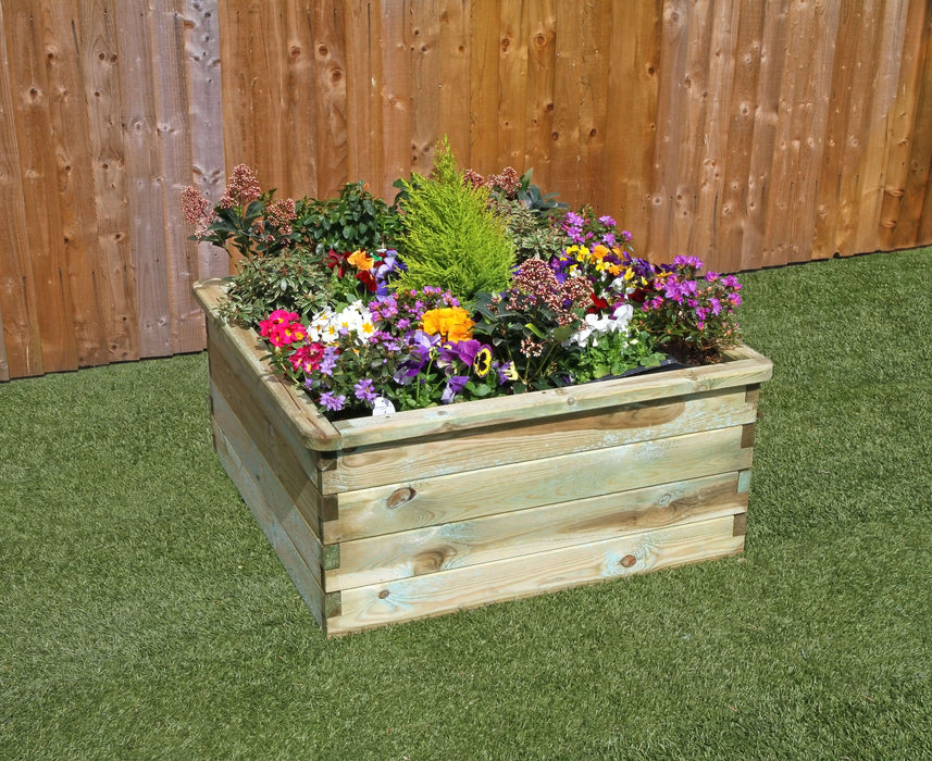 SLEEPER RAISED BED SQUARE - 0.90m x 0.90m x 0.45m - Chestnut Mill