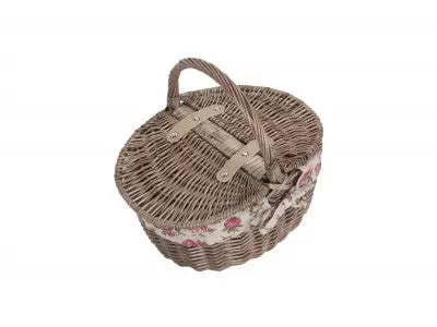 SMALL ANTIQUE WASH FINISH OVAL PICNIC BASKET - Chestnut Mill