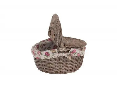 SMALL ANTIQUE WASH FINISH OVAL PICNIC BASKET - Chestnut Mill