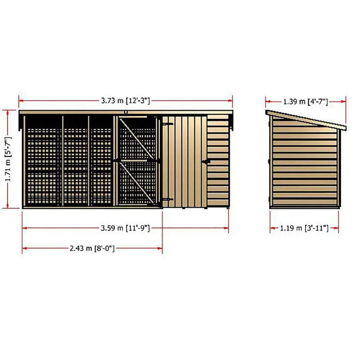 Sanda Dog Kennel & Run - 4 'x 12' - Chestnut Mill