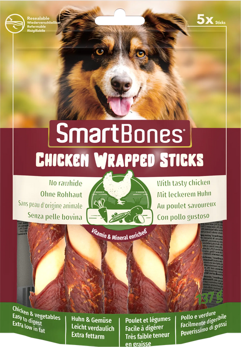 SmartBones Chicken Wrapped Sticks Medium Dog Treats 10 x 5 Pieces - Chestnut Mill