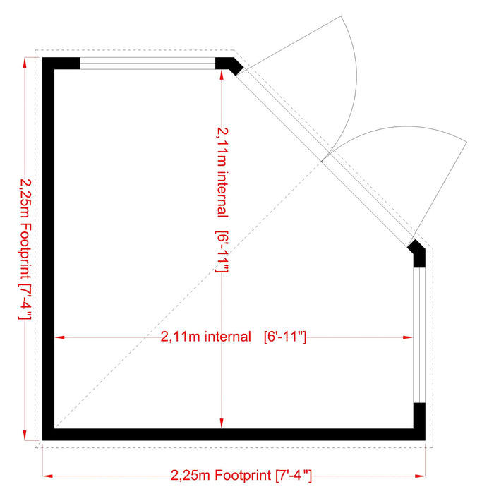 8' x 8' Corner Shed / Summerhouse - Chestnut Mill