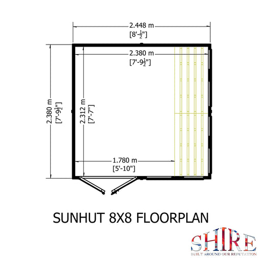 Sun Hut Potting Shed - 8'x8' - Chestnut Mill