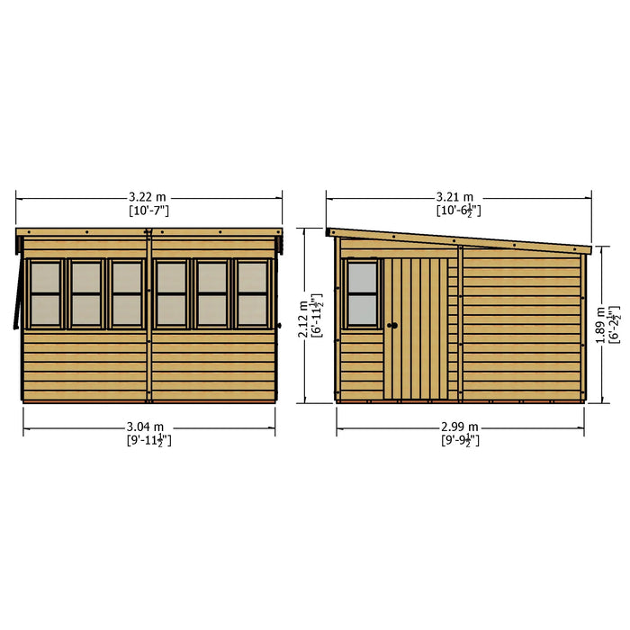 Sun Pent Potting Shed 10' x 10' - Chestnut Mill