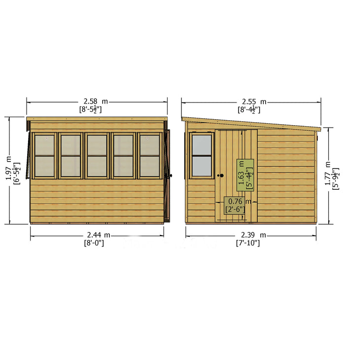 Sun Pent Potting Shed 8' x 8' - Chestnut Mill