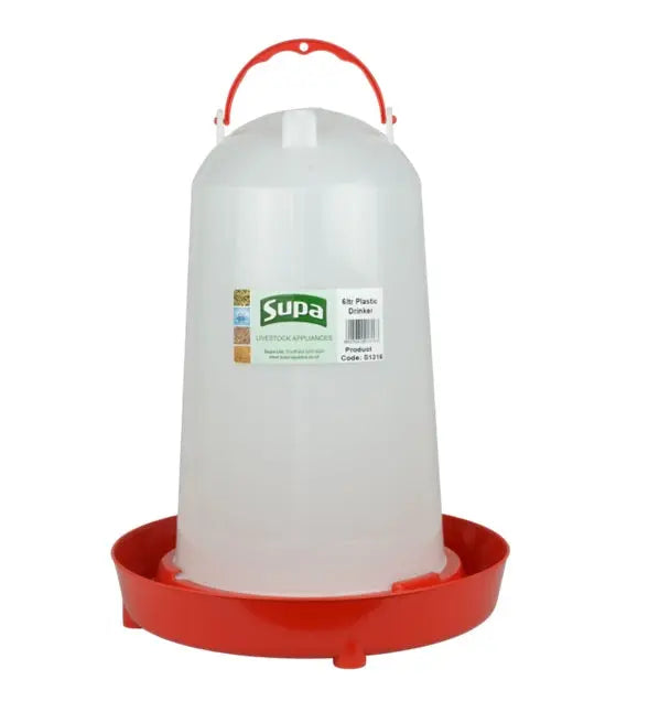 Supa Red & White Poultry Drinker 6L x3 - Chestnut Mill