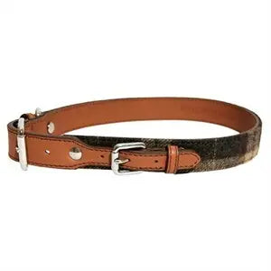 Tweed Check Leather Collar - Various Sizes - Chestnut Mill