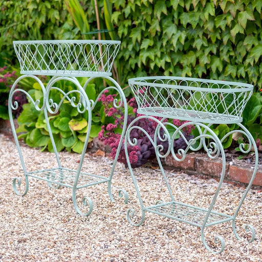 WIRE PLANTER WITH STAND  - SET OF 2 - GREEN Ascalon