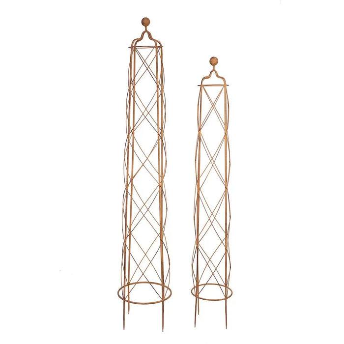 WIREWORK GARDEN OBELISK - SET OF 2 - 1.8m - DARK RUST Ascalon