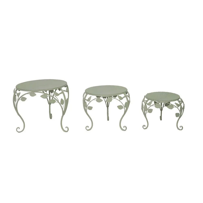 WOODLAND PLANT STAND LOW  - SET OF 3 - Green Ascalon
