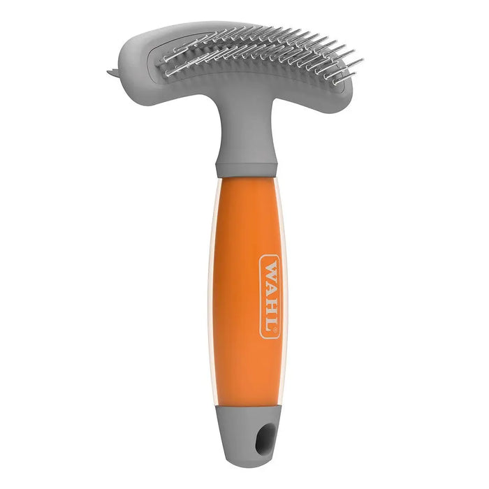 Wahl Double Row Rake & Shedding Blade with Orange Gel Handle - Chestnut Mill