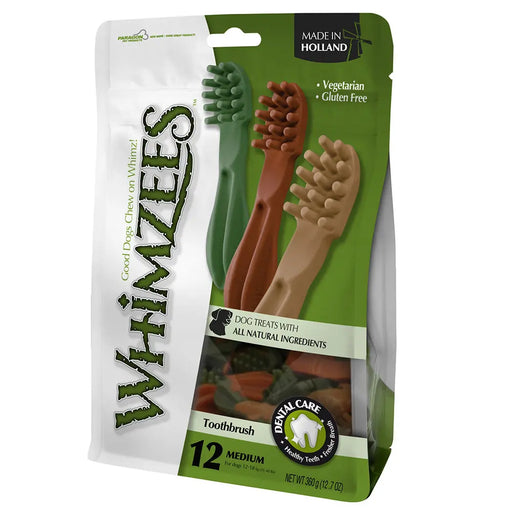 Whimzees Toothbrush Medium 6 x 12 Bags x 110mm - Chestnut Mill