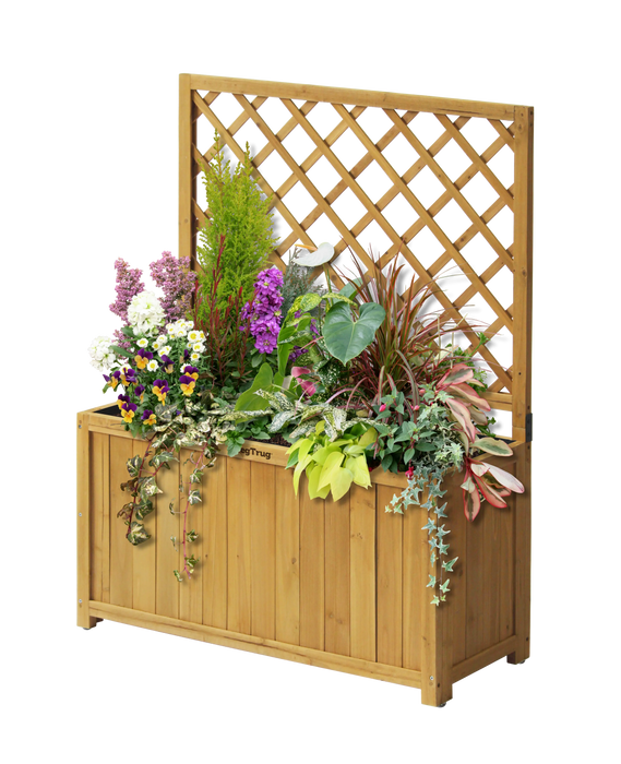 Wooden Trellis Box 90cm - Grey Wash (FSC 100%) - Chestnut Mill