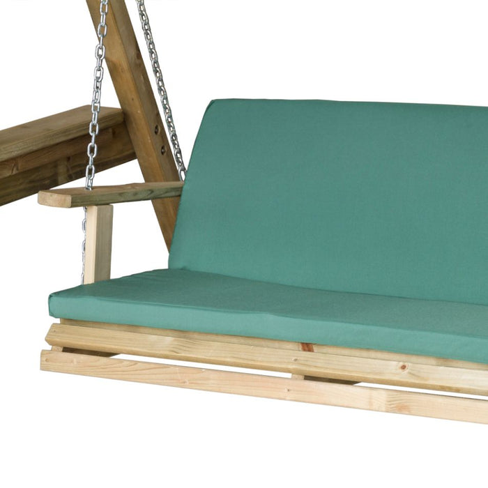 2 SEATER SWING SEAT PAD with Back - GREEN - To fit Miami 2 seater, Santorni Swing, Burghley Arbour & Tenby Arbour